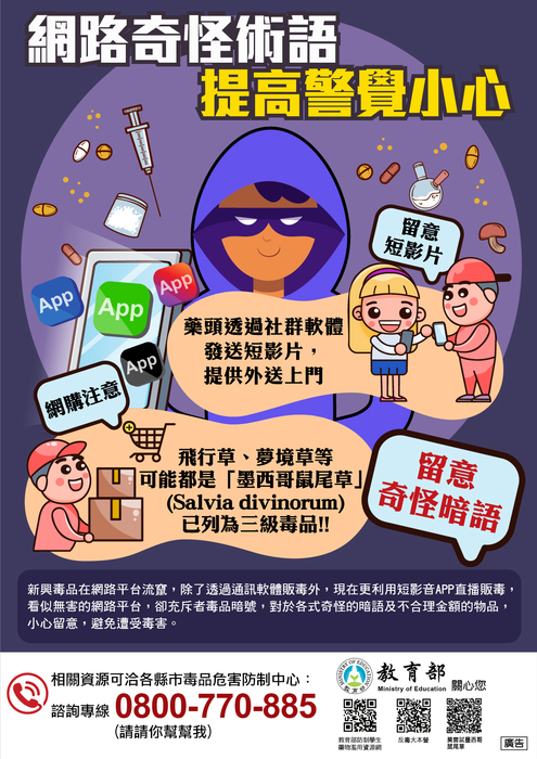【防制藥物濫用宣導】敬請踴躍點閱，慎防誤用受害。圖片